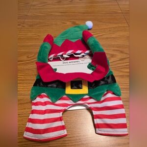 Holiday Elf Dog Outfit - Green, Red, White